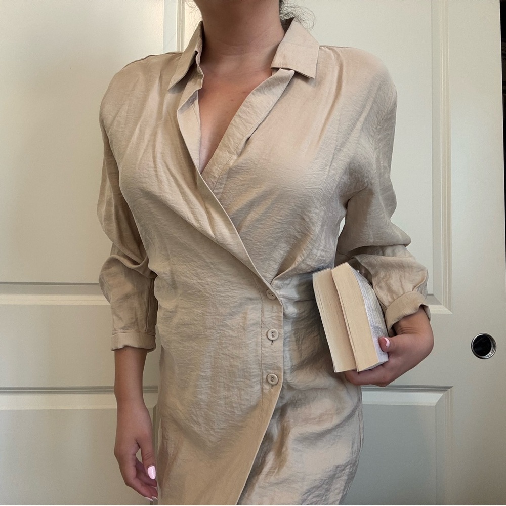 & Other Stories Beige Long Sleeve Dress